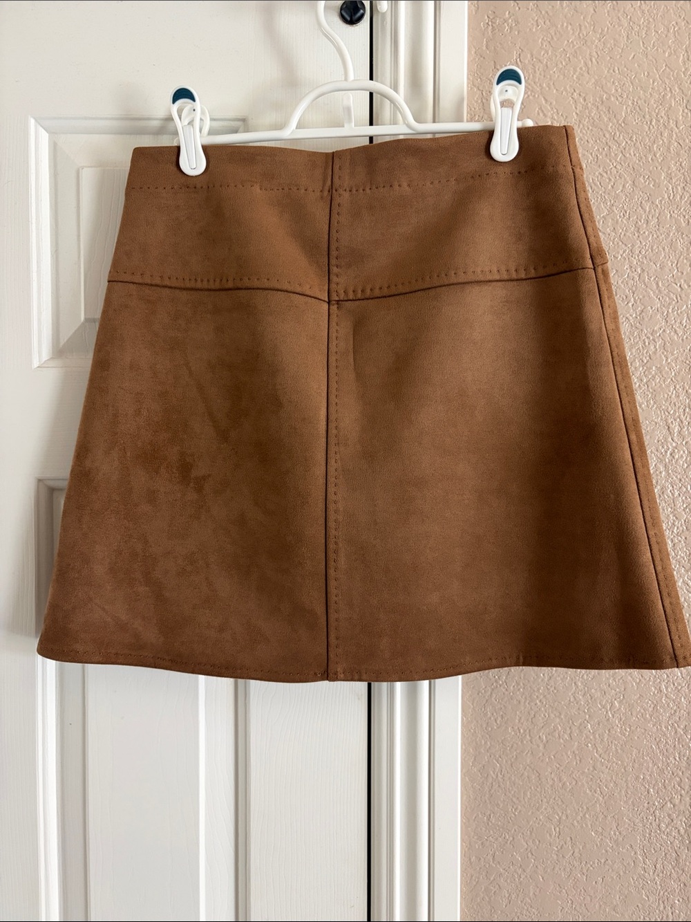 Max Studio Tan Faux Suede A-Line Mini Skirt - Picture 2 of 5